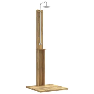 vidaXL Gartendusche 217 cm Massives Akazienholz und Edelstahl Weiß - Weiß