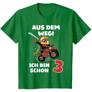 3. Geburtstag Aus dem Weg Ich Bin Schon 3 Jahre Motorrad T-Shirt, Kinder, Dunkelgrün, 92