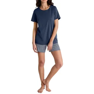 CALIDA Daylight Dreams Kurz-Pyjama Damen, aus 100% Baumwolle, hautfreundlich, hypoallergen, atmungsaktiv, feuchtigkeitsregulierend