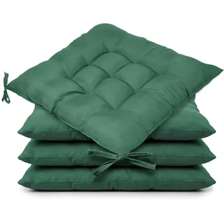APXEL 4er Set Stuhlkissen, 40x40cm Sitzkissen mit Bändern rutschfeste Sitzkissen für Stuhl & Bank, waschbar Sitzpolster Indoor Outdoor Stuhlkissen für Büro Balkon Esszimmer Küche (170g)