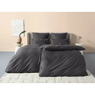 LeGer Home by Lena Gercke Bettwäsche »Anisa in Gr. 135x200, 155x220 cm oder 200x200« 2 Stk. tlg. Bettwäsche aus Baumwolle, unifarbene Bettwäsche mit Reißverschluss, grau