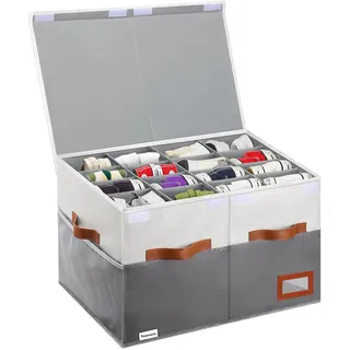 Supowin Schuh-Organizer für Schrank, große Schuhbox mit Deckel, Stoffbox, Aufbewahrungsbehälter mit vier verstärkten Griffen, passend für bis zu 16 Paar, 1 Packung