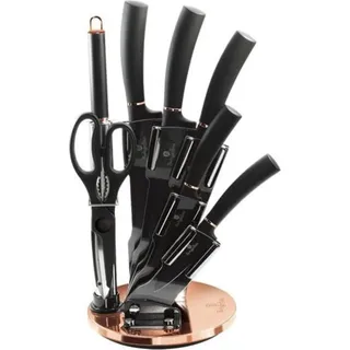 Berlinger Haus Messer Set Bh-2421 Schwarz Rose Im Ständer - Schwarz