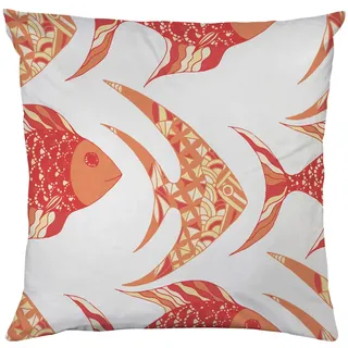 Queence Dekokissen Fische in Rot 40 x 40 cm Rot