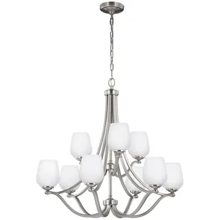 Elstead Lighting Kronleuchter , Nickelfarben , Metall, Glas , 88.8 cm , Grüner Punkt, RoHS , Lampen & Leuchten, Innenbeleuchtung, Hängeleuchten, Kronleuchter