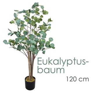 Decovego Eukalyptusbaum Eukalyptus Kunstbaum Kunstpflanze Künstliche Pflanze 120 cm Innendekoration Kunst Pflanze wie echt im Topf Decovego