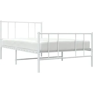 vidaXL Bettgestell mit Kopf- und Fußteil Metall Weiß 90x200 cm - Weiß