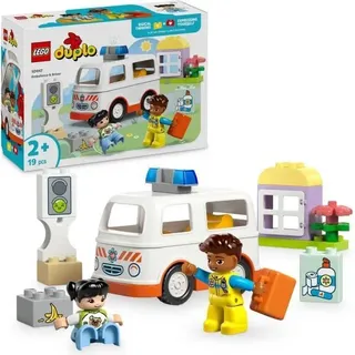 LEGO DUPLO Krankenwagen und Fahrer, Interaktives Lernspielzeug für Kleinkinder ab 2 Jahren, 19 Teile