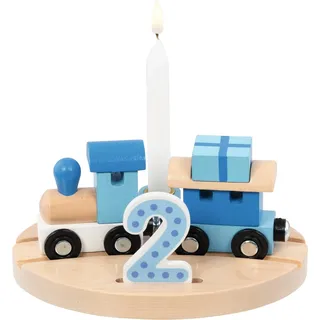 GoKi 60668 - Geburtstagszug Oslo für Jungen aus Holz, für den dekorativen Geburtstagstisch mit Zahlen 1 2 3 4 5 6, in Blau für Jungen, Perfekte Deko für Kindergeburtstage, 16cm x 12cm x 7cm, ab 1 Jahr