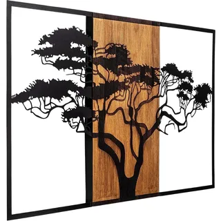 Asir Wanddekoration 90x58 cm Baum Holz/Metall | Braun/Schwarz