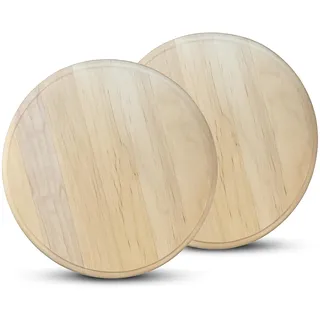 PARENCE – Set aus 2 runden Holzschneidebrettern 23 cm – Holz-Küchenbrett zum Zuschneiden, Servieren und Präsentieren – widerstandsfähiges und vielseitiges rundes Brett – 2 Teile