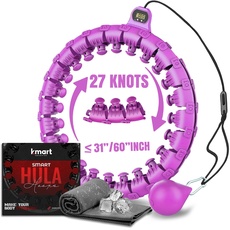 Smart Hula Hoop, Weighted Hula Hoop, Adjustable Fitness Exercise Weighted Hula Hoop, 27 Removable Knots/Links, Violet