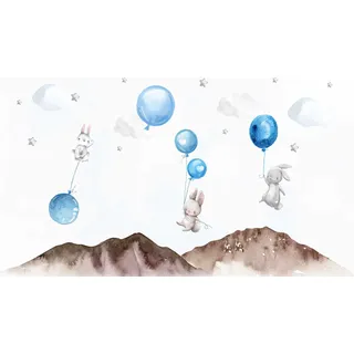 Magnetmatte für Heizkörper, Heizungen, Hasen, Luftballons, Blau, 60x100