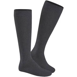 Kniestrümpfe HUDSON "Kniestrumpf Relax Cotton", Herren, Gr. 41-42, grau (grau, meliert 0550), Obermaterial: 97% Baumwolle CO. 3% Elasthan EL., Socken Kniestrümpfe
