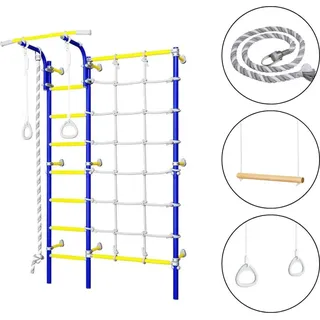 Sprossenwand kinderzimmer Next-3 Blau | Kletterwand | Turngeräte | Wandmontage - Blau, Gelb