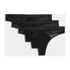 Womens Body by M&S 3pk Cotton with Cool ComfortTM Thongs - Black, Black - 12