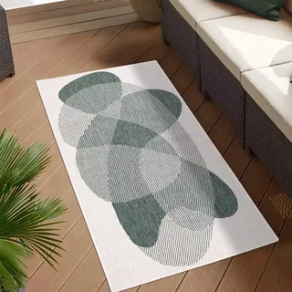 Carpet City Outdoorteppich "DUO RUG 5835" rechteckig 5 mm Höhe Wendeteppich Wetterfest In- & Outdoor, Balkon, Terrasse, Wohnzimmer, grün