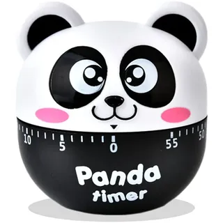 Küche Mechanischer Timer, Eieruhr, Lustiger Kurzzeitwecker für 60 Minuten, Back- und Kocherinnerung (Panda Schwarz)