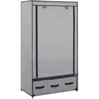 vidaXL Stoffschrank mit 3 Schubladen, 1 Rolltür 87/49/159 cm Grau , Textil , Rechteckig , 87x159x49 cm , Schlafzimmer, Kleiderschränke, Stoffschrank