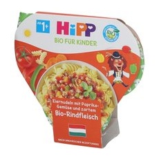 HiPP Eiernudeln mit Paprika-Gemüse und zartem Bio-Rindfleisch