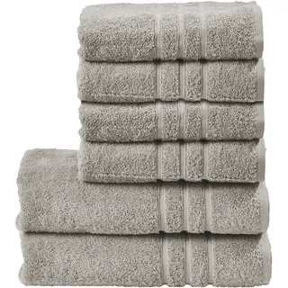 Handtuch Set DONE. "Daily Uni", grau (taupe), 6 tlg., 4 Handtücher (50x100cm), 2 Duschtücher (70x140cm), Walkfrottier, Walkfrottier, Obermaterial: 100% Baumwolle, Handtuch-Sets, Handtuch Set, saugfähiges Walkfrottier, in verschiedenen Set Varianten erhältlich