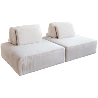 Kawola Modulsofa Wiolo Soft 2 Module 2 Kissen Cremeweiß Cord , Textil , Echtholz , Füllung: Schaumstoff , 222x84x111 cm , Wohnzimmer, Sofas & Couches, Sofas