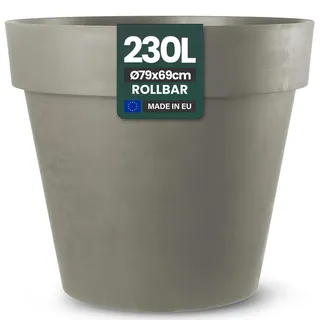 Kreher XXL Blumenkübel mit Rollen in 79 und 58 cm Durchmesser, Anthrazit und Weiss. Robuster Pflanzkübel, Übertopf Gross für Blumen, Bäume, aussen und innen. (Braun, XXL-Ø79cm)