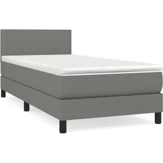 vidaXL Boxspringbett mit Matratze Dunkelgrau 100x200 cm Stoff - Grau