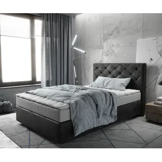 DeLife Boxspringbett Dream-Great 120x200 cm Mikrofaser Anthrazit Vintage mit Matratze und Topper