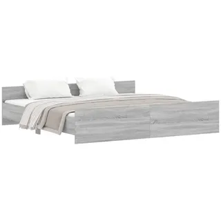 vidaXL Bettgestell mit Kopf- und Fußteil Grau Sonoma 180x200 cm