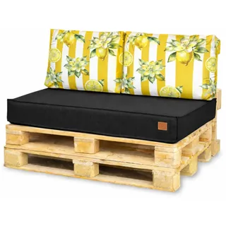 Blomster Palettenkissen Set 3-teilig 120x80 cm für Europaletten wetterfest Gartenkissen Oxford Gewebe Reißverschluss