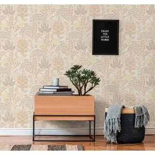 A.S. Création Blumentapete Weiß Orange Gelb Taupe - Livingwalls Famous Garden 393491 - Vliestapete - 10,05 m x 0,53 m - Made in Germany