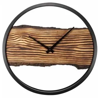 Geräuschlose Holz-Wanduhr Forest 30 cm, aus Holz und Metall - Schwarz, Braun