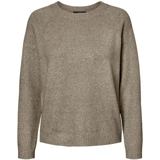 Vero Moda Damen Vmdoffyshine Ls O-Neck Blouse Rep Noos Strickpullover, Silver Mink/Detail:W. Gold Lurex, L
