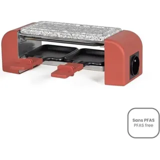 Raclette Grill für 2 Personen LIVOO DOC310R, 450W, Automatischer Thermostat, 2 Holzspatel, 2 Antihaft-Pfännchen - Bunt