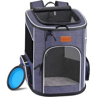 Morpilot Katzenrucksack, Hunderucksack für Katzen und Hunde Welpen, Atmungsaktive und Faltbare Haustier Rucksack mit Transparentes Fenster und Anti-offener Reißverschluss