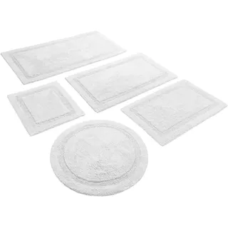 Badematte WECON HOME BASICS "Knut", weiß, H:20mm, Baumwolle, Badematten, Badematte, waschbar, rutschfest, strapazierfähig, pflegeleicht, Bordüre, weich