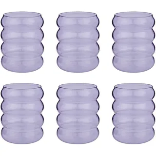 Butlers Trinkgläser (6er Set) Hoop 350 ml , Flieder , Glas , Gläser, Trinkgläser
