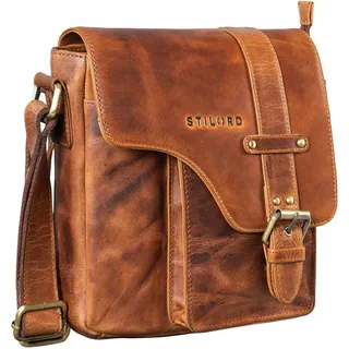 STILORD Umhängetasche aus Leder Cognac - Schultertasche - Vintage Ledertasche für Männer - Herren Messenger Bag Nino