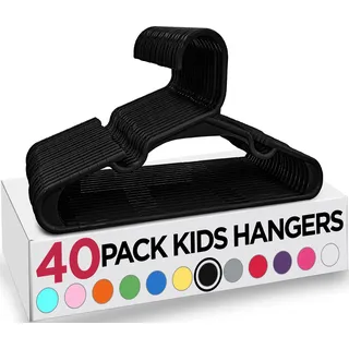 Utopia Home Packung mit 40 Kinderkleiderbügeln - 11,5“ Baby- und Kinderkleiderbügel aus Kunststoff für den Kleiderschrank, Für den täglichen Gebrauch, schwarz