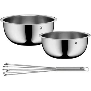WMF Set 2-teilig Profi Plus Rührblitz mit Reduzierring 32 cm, Cromaragan Edelstahl teilmattiert und Gourmet Küchenschüssel-Set (2-teilig) 22 und 24 cm, Cromargan Edelstahl, multifunktional, stapelbar