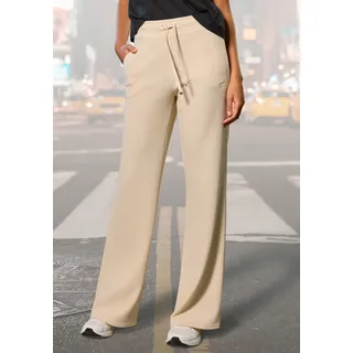 Loungepants FRENCH CONNECTION, Damen, Gr. 48/50, N-Gr, beige, Obermaterial: 78% Polyester, 19% Viskose, 3% Elasthan, unifarben, bequem lang, Hosen Loungepants, in gerippter Strickoptik