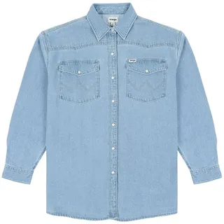 Wrangler Jumbo Langarmhemd - Light Vintage Indigo - S