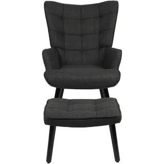 Hela »PAROS« Set, Sessel mit Hocker, 2 Stk. tlg. Sessel mit Hocker;Loungesessel;4-Fuß Massiv;Webstoff;Armlehnen