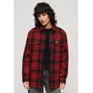 Superdry für Damen. W4010431A Rotkariertes Schafsfell-Überhemd (XL), Lässig, Wolle, Langarm