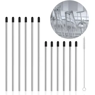 12 Stück Spülmaschineneinsatz Kompatibel mit SodaStream Flaschen Edelstahl Flaschenhalter für Spülmaschine für Alle Gängigen Geschirrkorb, mit Silikonkappe, 2 Größen, 21cm, 15cm