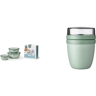 Mepal - Multischale Cirqula Round 3-teiliges Set - Vorratsdosen mit Deckel & Müslibecher to go - praktischer Joghurtbecher