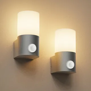 Allesgute 2er Außenlampe mit Bewegungsmelder Anthrazit, IP65 Wandleuchte Außen E27, Sensor Außenleuchte PC+Aluminium für Garage, Haustür, Hof (Ohne Leuchtmittel)
