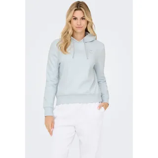 Kapuzensweatshirt ONLY "ONLNOLI L/S HEART HOOD SWT NOOS", Damen, Gr. XL, ballad blau detail:silber strings, heart emb, Sweatware, Obermaterial: 60% Baumwolle, 40% Polyester, unifarben, regular fit normal, Rundhals, Rippbündchen, Sweatshirts Kapuzensweatshirt, Baumwollmischung, regular fit