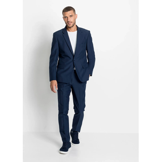 Anzug BONPRIX, Herren, Gr. 58, N-Gr, blau (dunkelblau), Web, Obermaterial: 100% Polyester. Futter: 100% Polyester, unifarben, slim fit, Anzüge Anzug, zweiteiliges Set mit Sakko und Hose, aus Polyester, Casual Stil